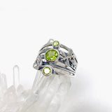 Peridot Faceted Multi-stone Ring with Floral accents R3890 - Nature's Magick