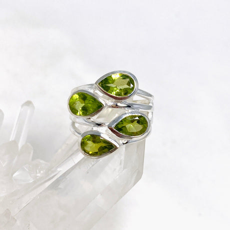 Peridot Multi-stone Faceted Teardrop Ring R3815 - Nature's Magick