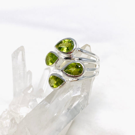 Peridot Multi-stone Faceted Teardrop Ring R3815 - Nature's Magick