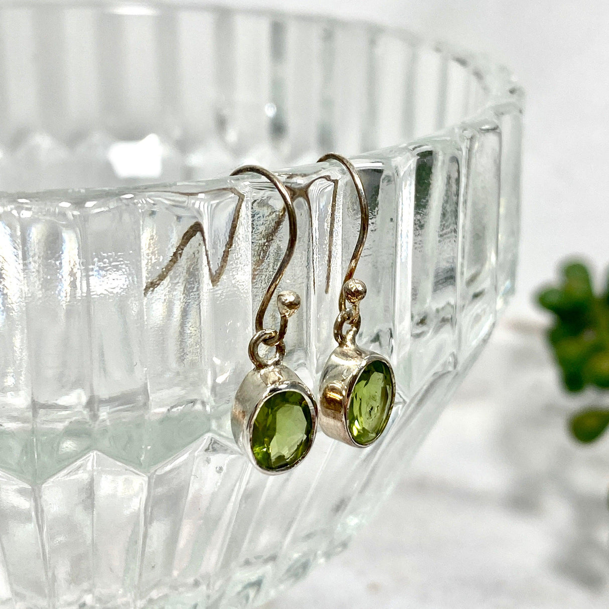 Peridot petite oval faceted earrings R2363-PDO - Nature's Magick