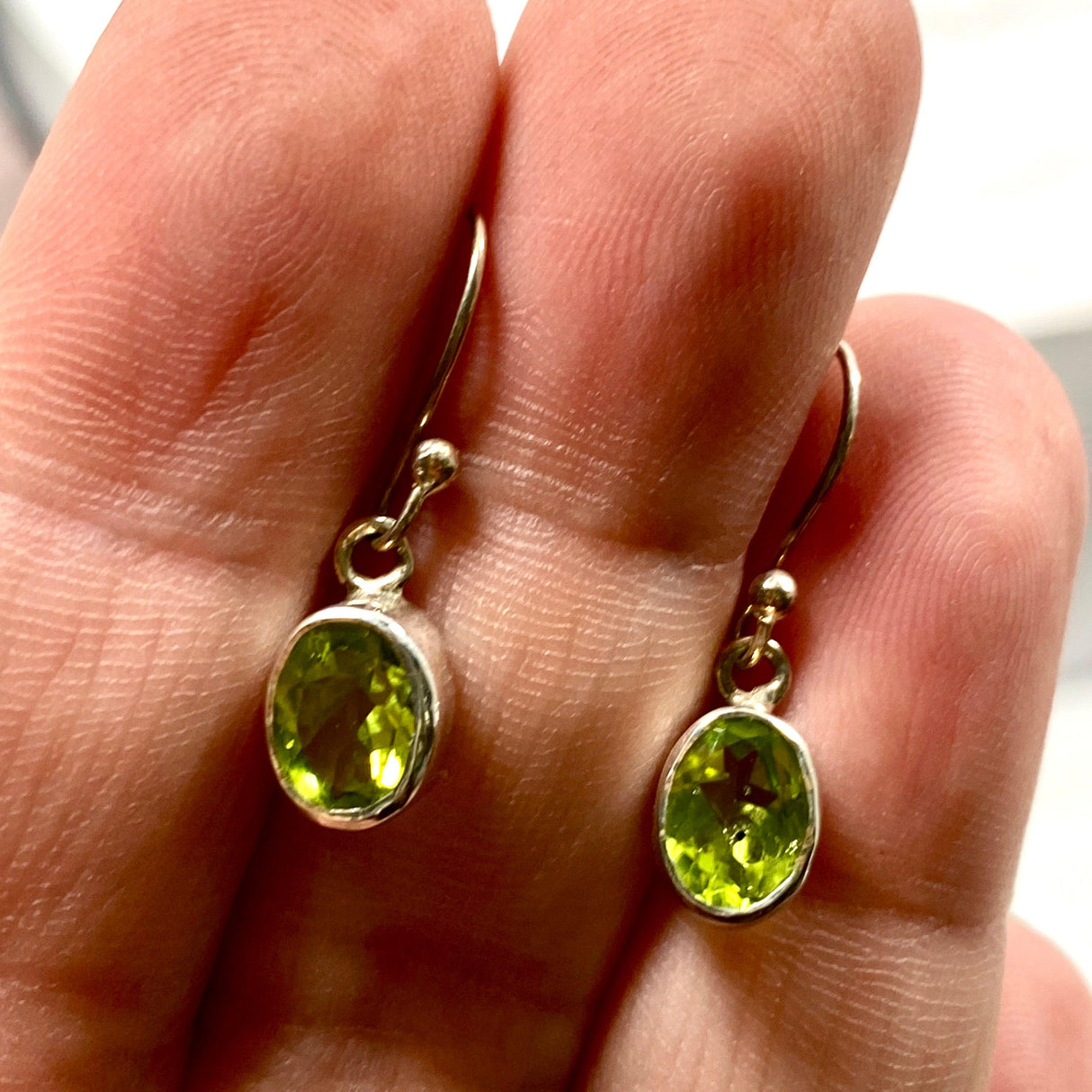 Peridot petite oval faceted earrings R2363-PDO - Nature's Magick