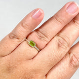 Peridot Rectangular Faceted Fine Band Ring R3793-PER - Nature's Magick