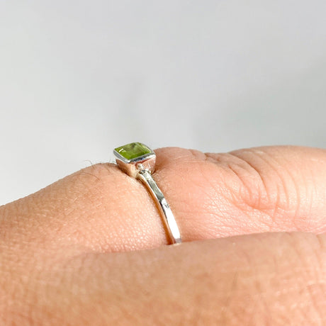 Peridot Rectangular Faceted Fine Band Ring R3793-PER - Nature's Magick