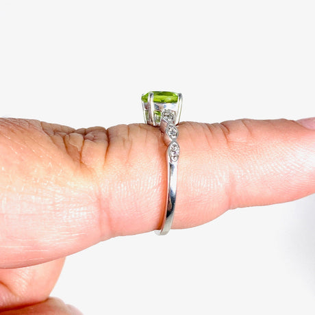 Peridot round faceted ring with CZ HRGJ-46 - Nature's Magick