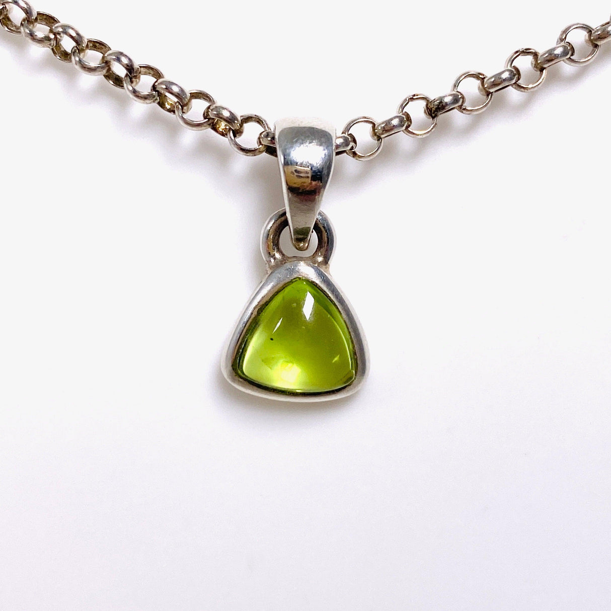 Peridot triangle cabochon petite pendant PPGJ487 - Nature's Magick