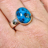 Persian Turquoise with Pyrite (Iran) Oval Cabochon Ring Size 9.5 PRGJ871