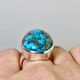 Persian Turquoise with Pyrite (Iran) Oval Cabochon Ring Size 9 PRGJ869