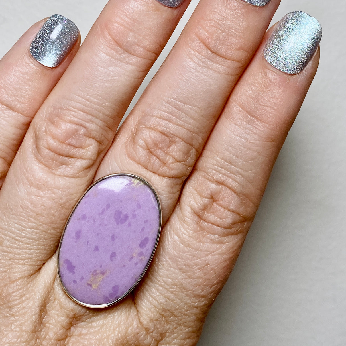 Phosphosiderite Oval Cabochon Ring Adjustable Size R5000PPD-ADJ