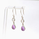 Phosphosiderite Teardrop Cabochon with Clear Quartz Accent Stone Earrings BTE-03