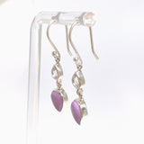 Phosphosiderite Teardrop Cabochon with Clear Quartz Accent Stone Earrings BTE-04