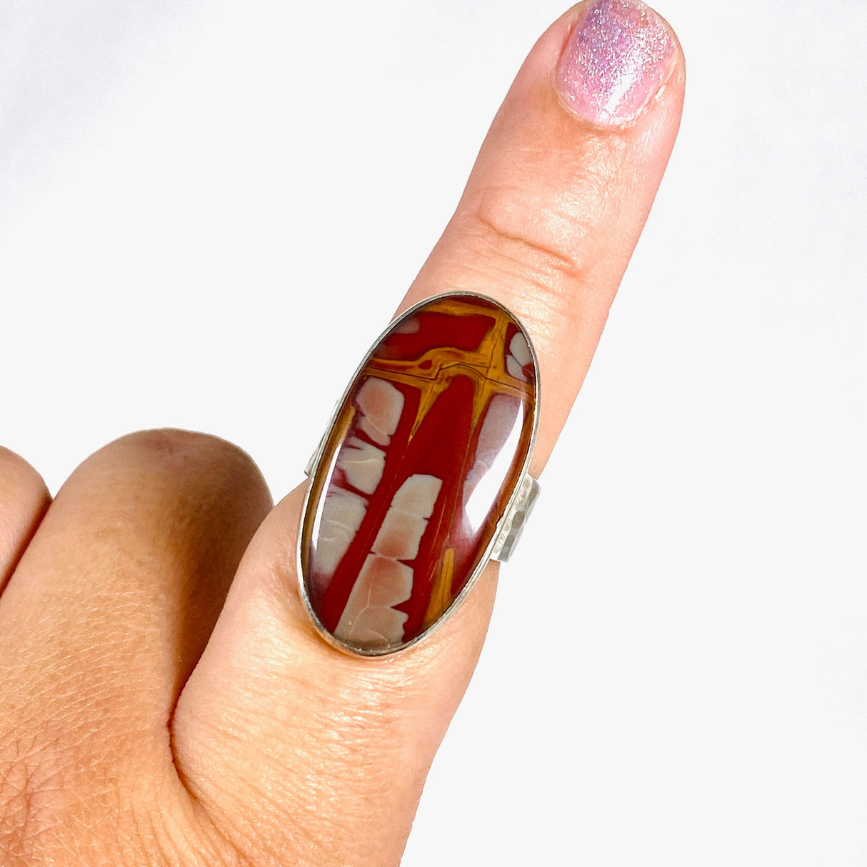 Pilbara "Noreena Jasper" Oval Hammered Band Ring Size 9 KRGJ2219 - Nature's Magick