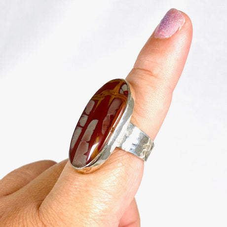 Pilbara "Noreena Jasper" Oval Hammered Band Ring Size 9 KRGJ2219 - Nature's Magick