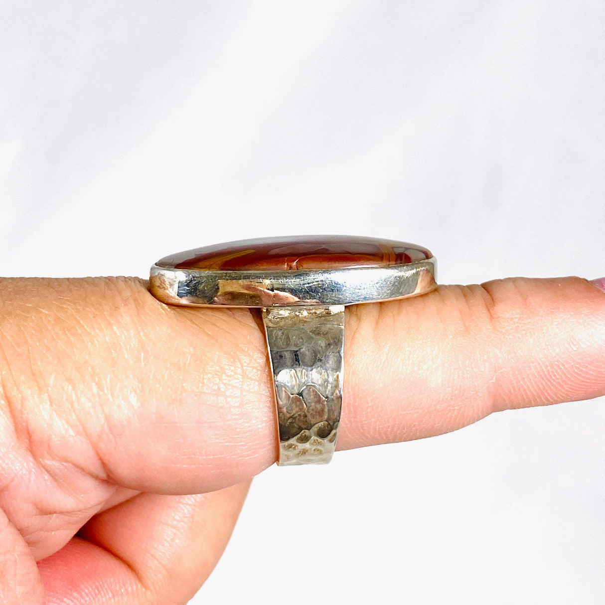 Pilbara "Noreena Jasper" Oval Hammered Band Ring Size 9 KRGJ2219 - Nature's Magick