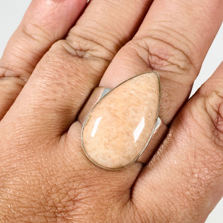 Pink Amazonite teardrop ring s.13 KRGJ2899 - Nature's Magick