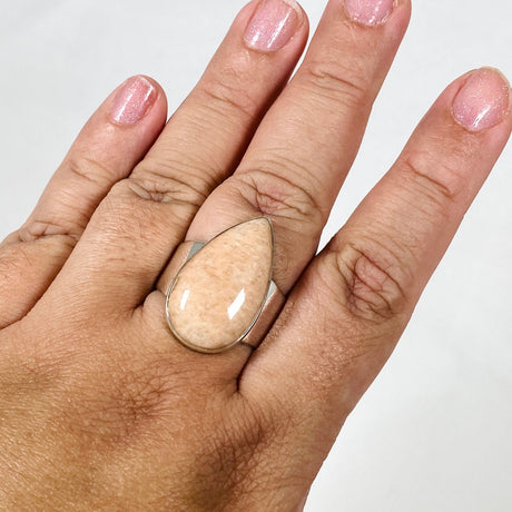 Pink Amazonite teardrop ring s.13 KRGJ2899 - Nature's Magick