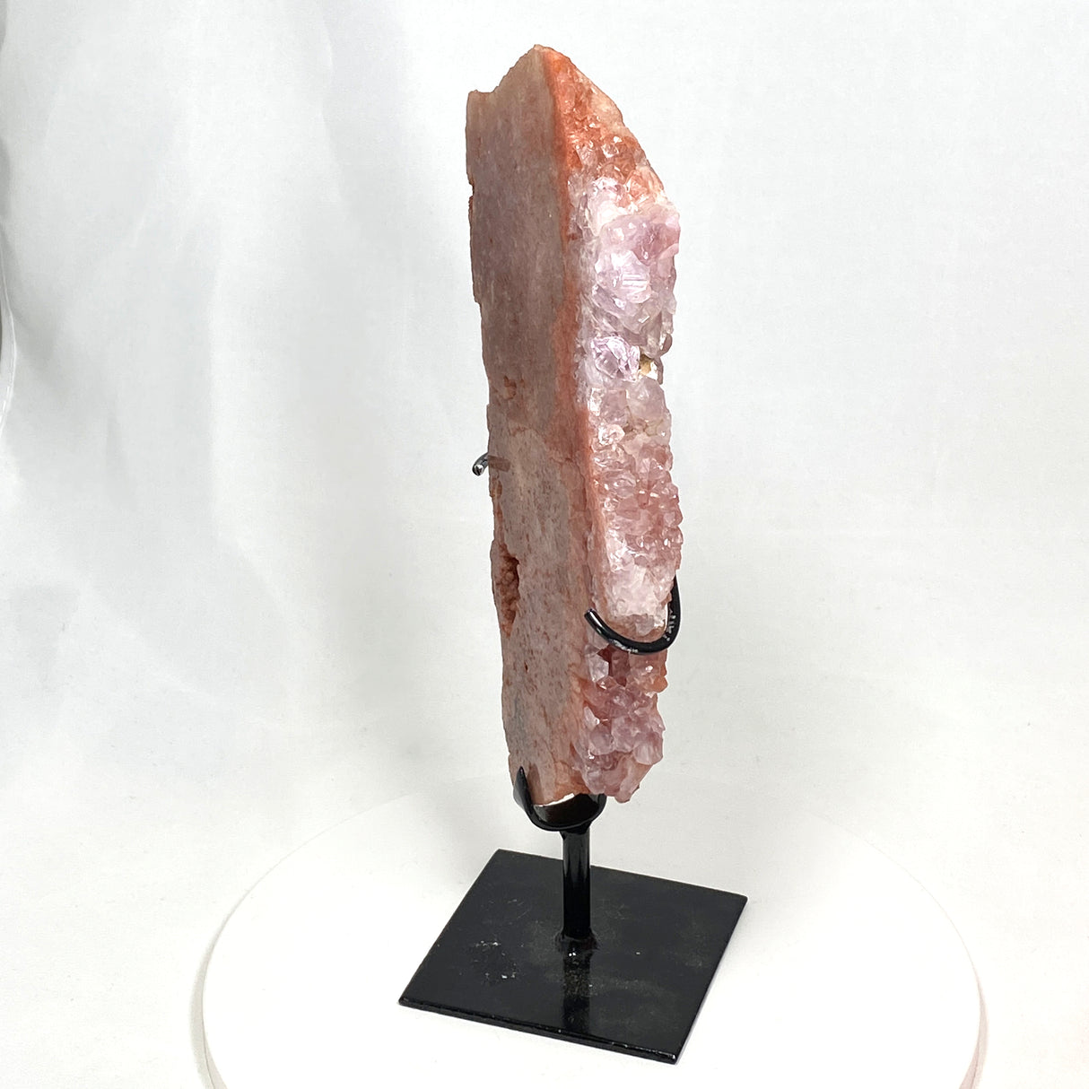 Pink Amethyst with quartz slice on stand PASL-01