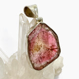 Pink and gold tourmaline large slice pendant GPJ02