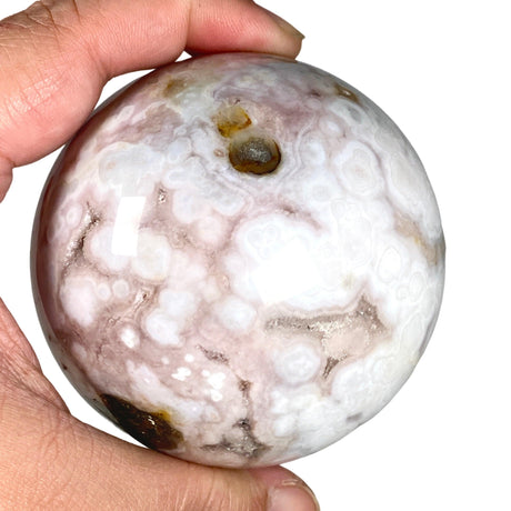 Pink Flower Agate with Pyrite sphere PFAS-03 - Nature's Magick