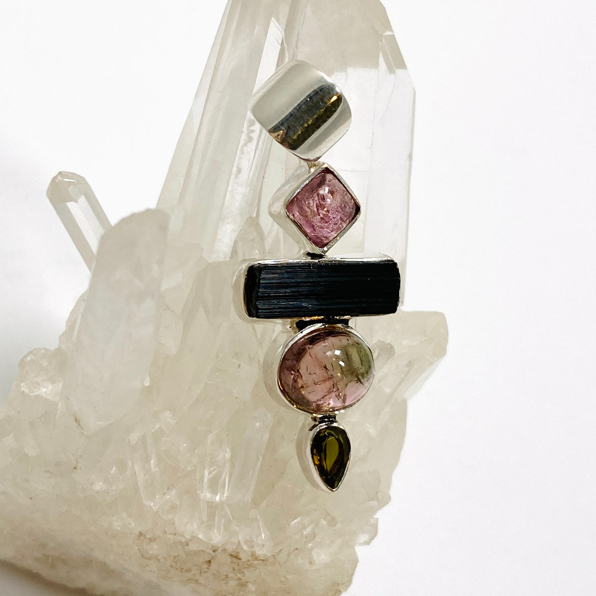 Pink, Green and Black Tourmaline Multi-stone Pendant GPJ14