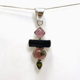 Pink, Green and Black Tourmaline Multi-stone Pendant GPJ14