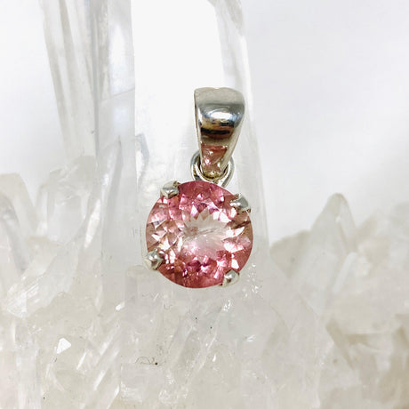 Pink Tourmaline Faceted Round Pendant PPGJ589 - Nature's Magick