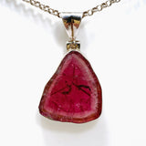 Pink tourmaline large slice pendant GPJ01