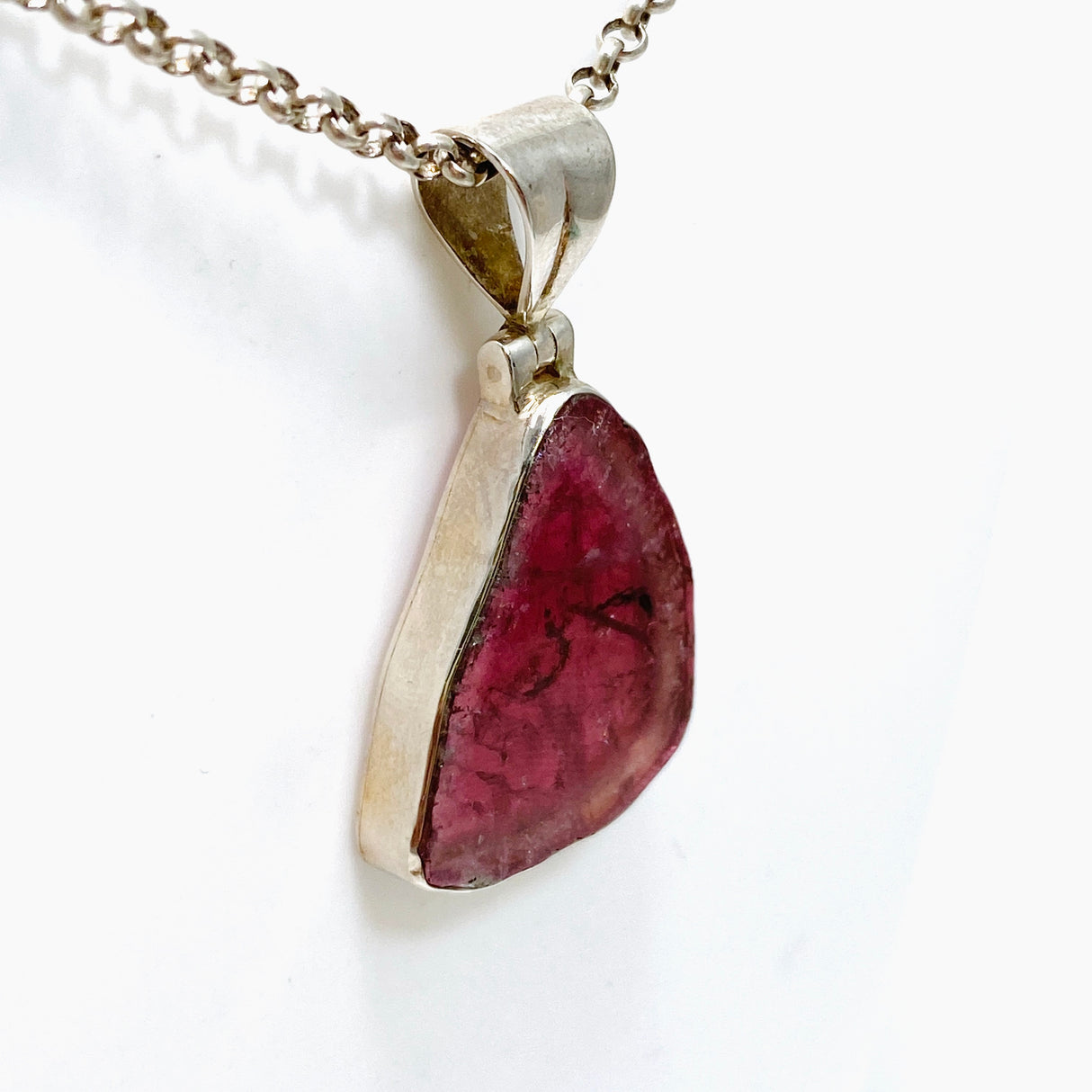 Pink tourmaline large slice pendant GPJ01