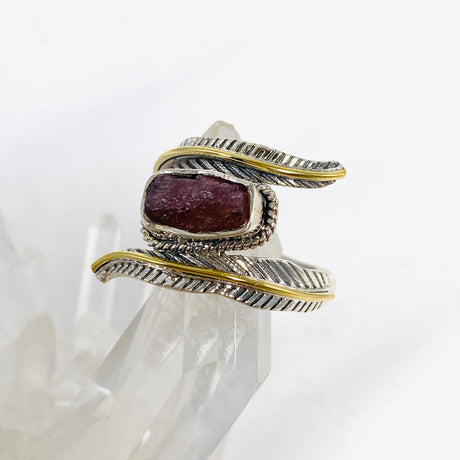Pink Tourmaline- Leaf Setting Raw Rings R4224 - Nature's Magick