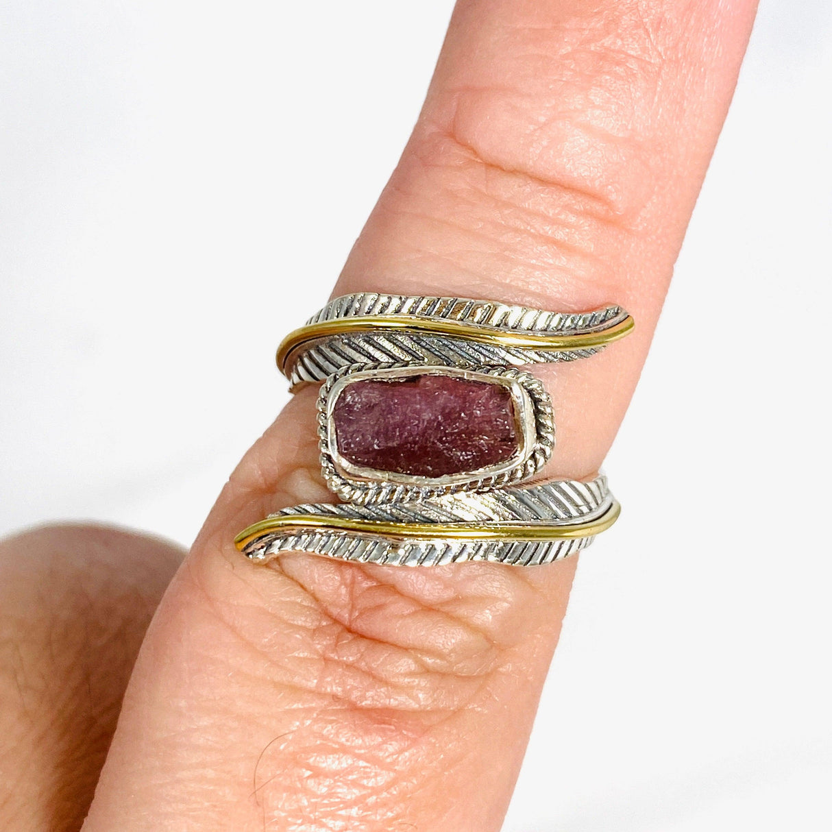 Pink Tourmaline- Leaf Setting Raw Rings R4224 - Nature's Magick