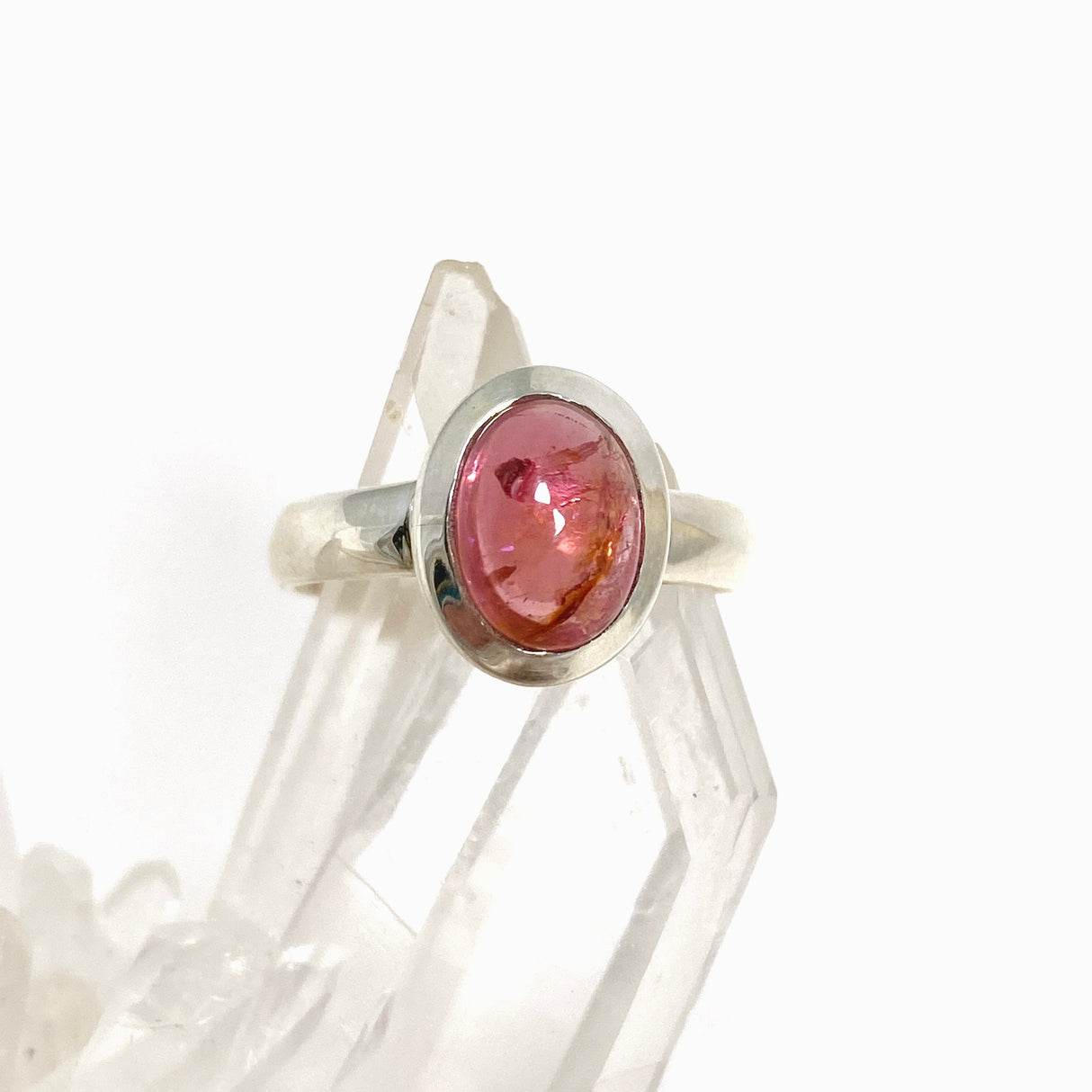 Pink Tourmaline Oval Cabochon Ring Size 8 PRGJ528