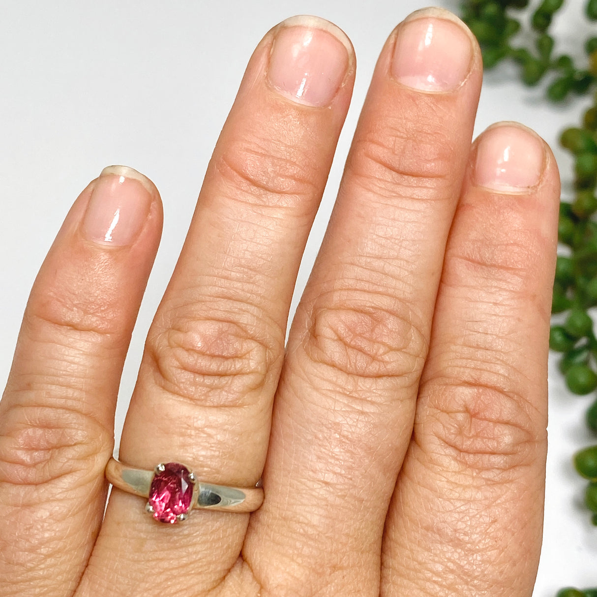 Pink Tourmaline Oval Faceted Ring Size 6.5 PRGJ357