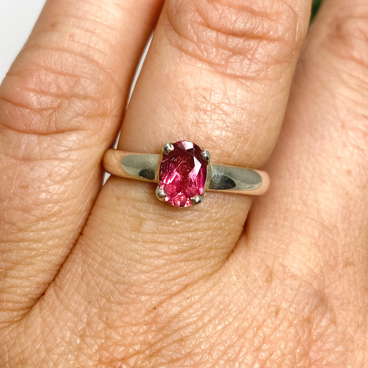 Pink Tourmaline Oval Faceted Ring Size 6.5 PRGJ357