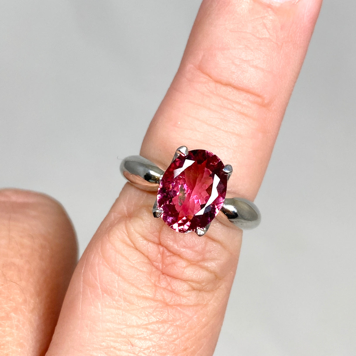 Pink Tourmaline Oval Faceted Ring Size 7.5 HRGJ-60