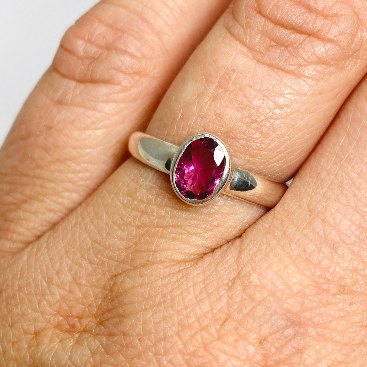 Pink Tourmaline Oval Faceted Ring Size 7 PRGJ530