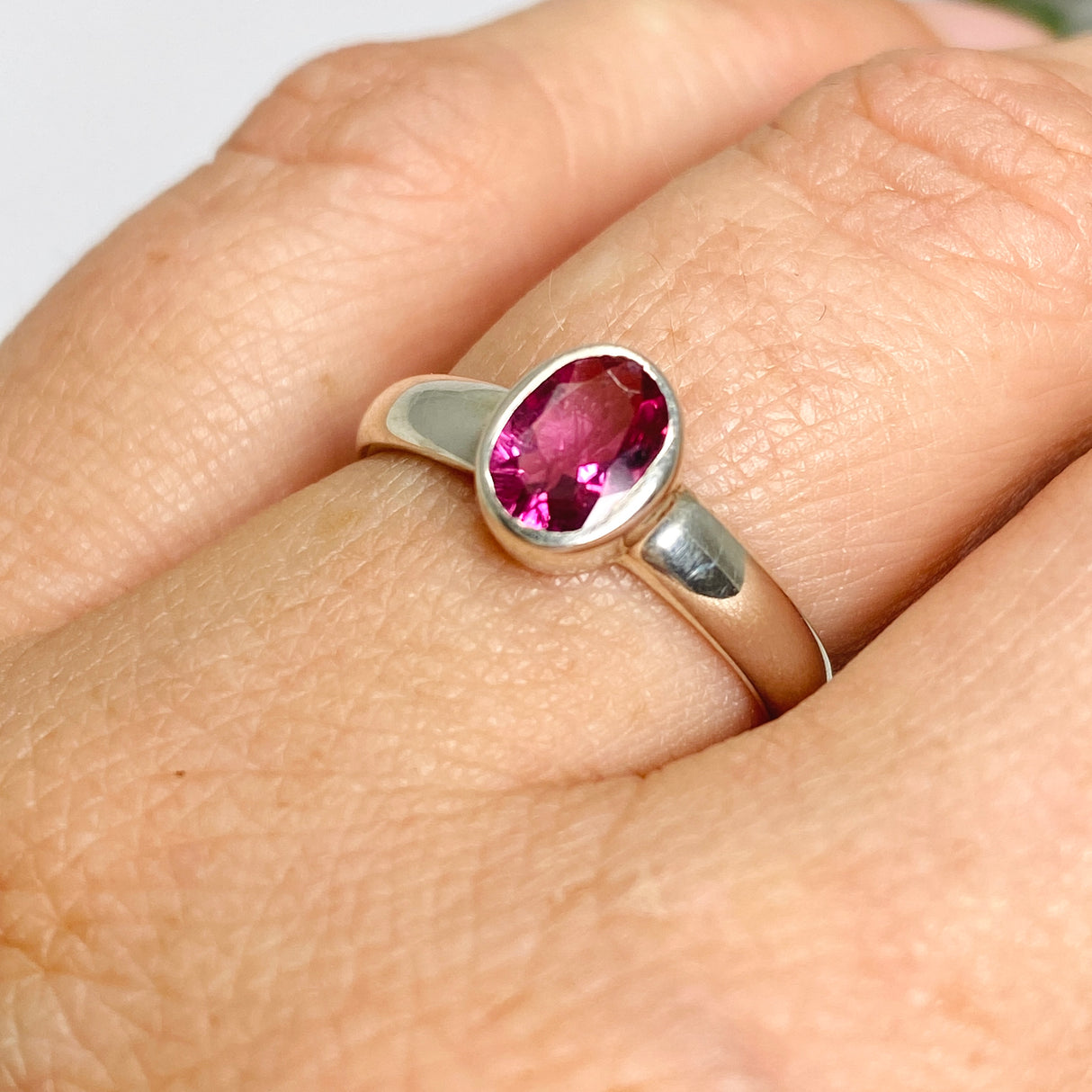 Pink Tourmaline Oval Faceted Ring Size 7 PRGJ530