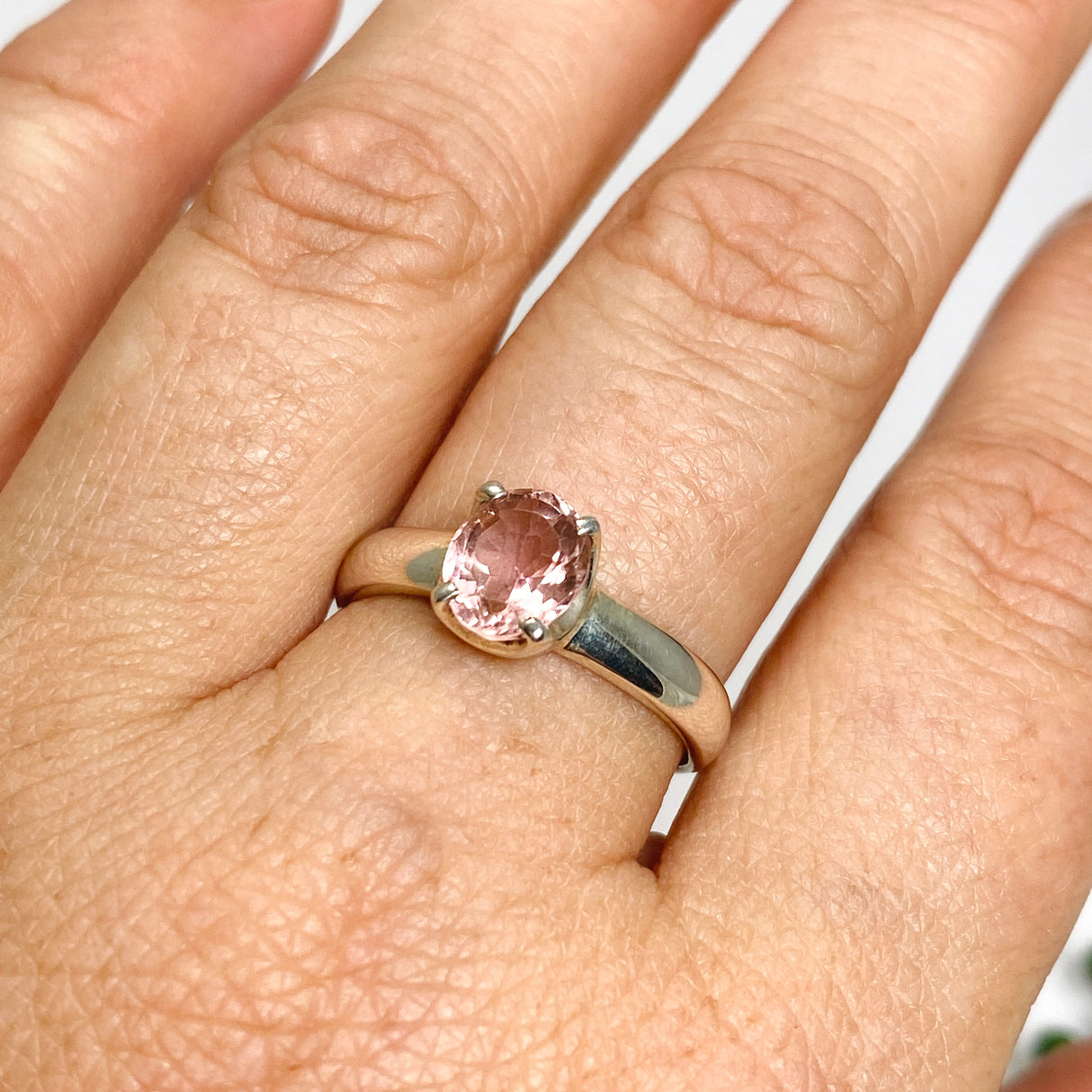 Pink Tourmaline Oval Faceted Ring Size 8.5 PRGJ533