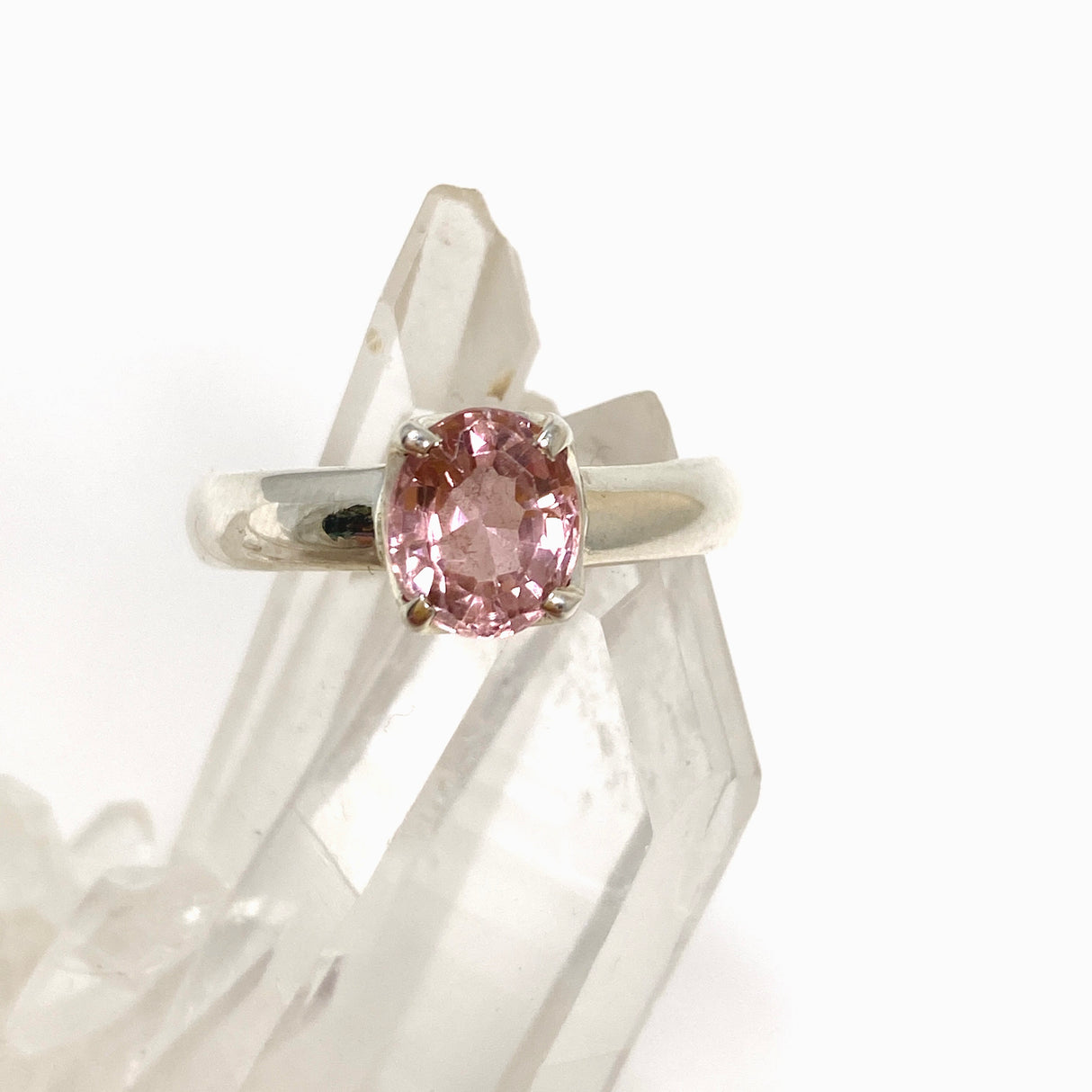 Pink Tourmaline Oval Faceted Ring Size 8.5 PRGJ533