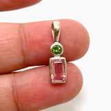 Pink Tourmaline Rectangular Faceted Multi-stone Pendant PPGJ921