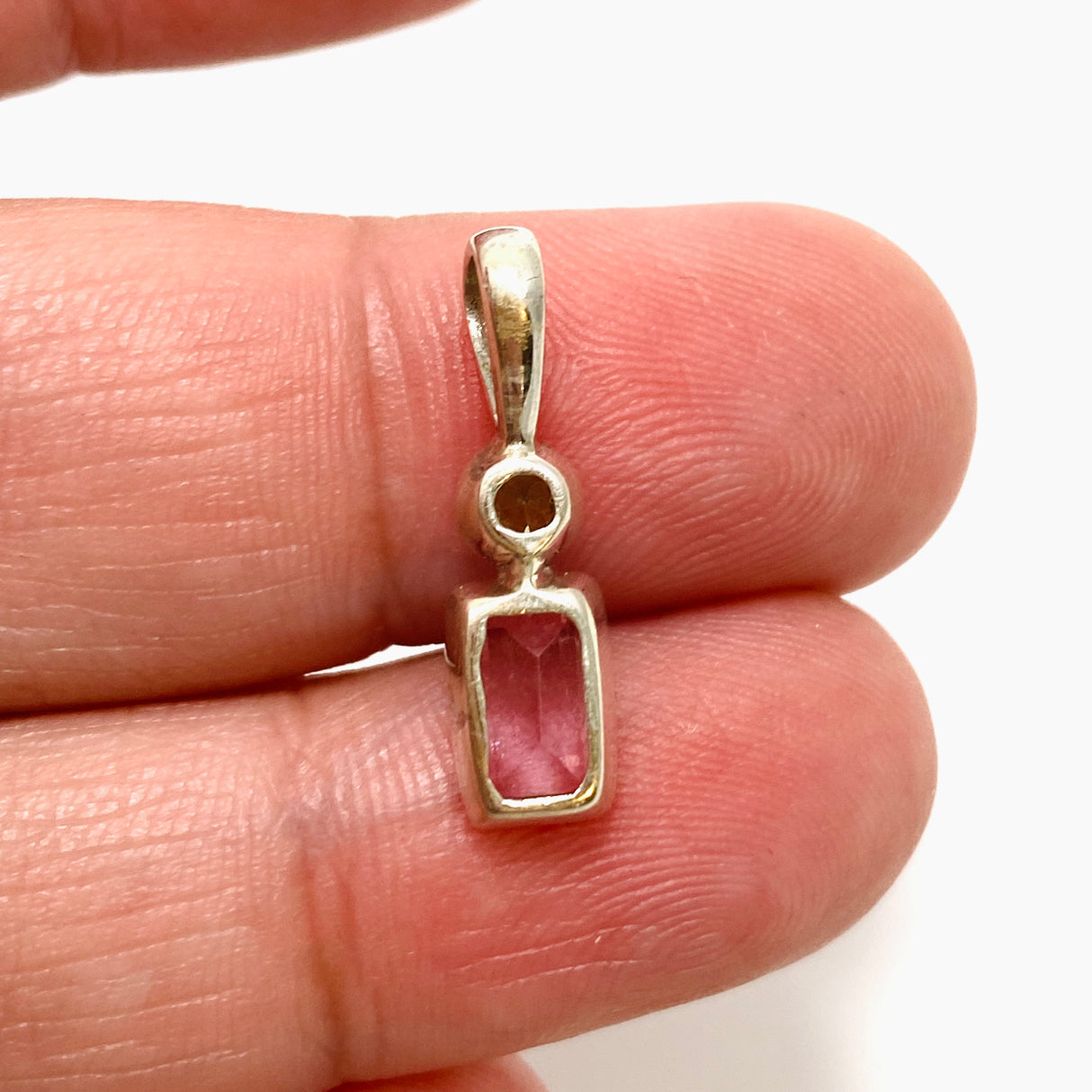 Pink Tourmaline Rectangular Faceted Multi-stone Pendant PPGJ921