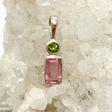 Pink Tourmaline Rectangular Faceted Multi-stone Pendant PPGJ921