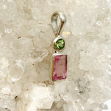 Pink Tourmaline Rectangular Faceted Multi-stone Pendant PPGJ921