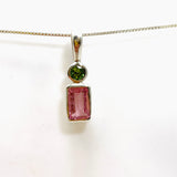 Pink Tourmaline Rectangular Faceted Multi-stone Pendant PPGJ921