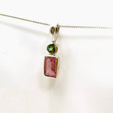 Pink Tourmaline Rectangular Faceted Multi-stone Pendant PPGJ921