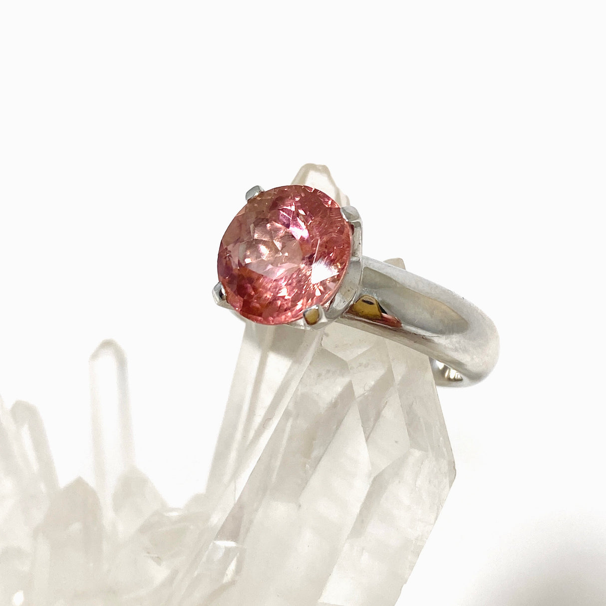 Pink Tourmaline Round Faceted Ring Size 8 HRGJ-59