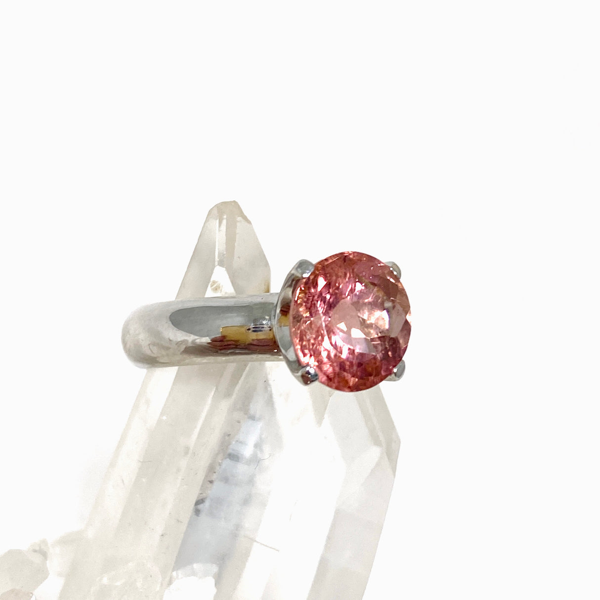 Pink Tourmaline Round Faceted Ring Size 8 HRGJ-59