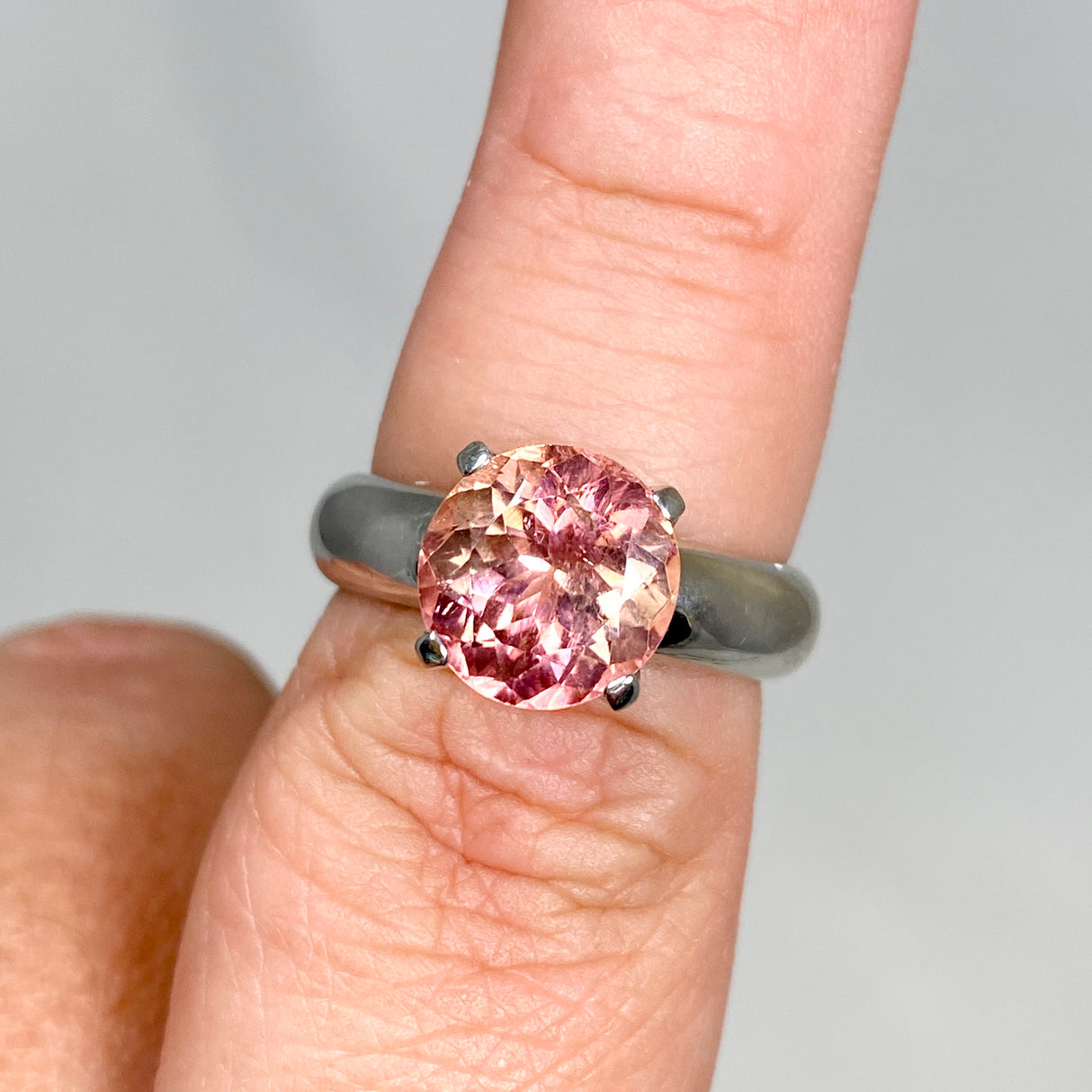 Pink Tourmaline Round Faceted Ring Size 8 HRGJ-59