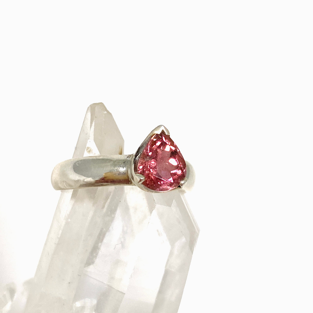 Pink Tourmaline Teardrop Faceted Ring Size 8 PRGJ539