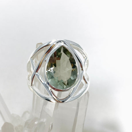 Prasiolite Faceted Teardrop Ring in a Decorative Setting R3686 - Nature's Magick