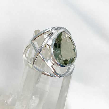 Prasiolite Faceted Teardrop Ring in a Decorative Setting R3686 - Nature's Magick