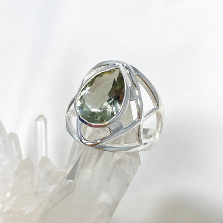 Prasiolite Faceted Teardrop Ring in a Decorative Setting R3686 - Nature's Magick